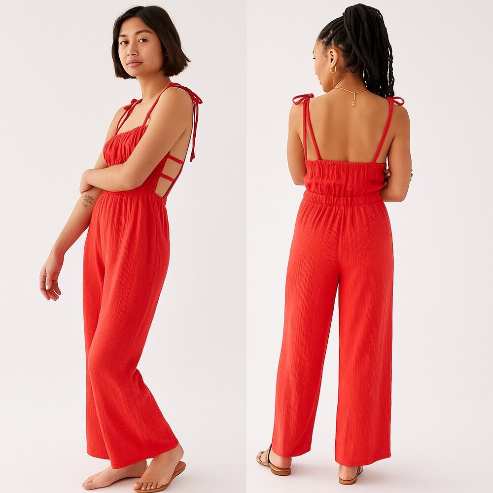 Urban‎ Outfitters Red Courtney Boho Jumpsuit Size Small Strappy Sleeveless